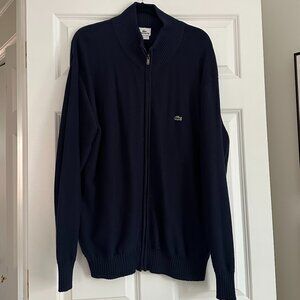 Lacoste logo-patch zip-up cardigan